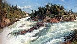 Peder Mork Monsted Famous Paintings - The Raging Rapids